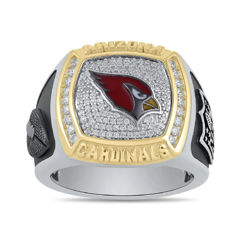 Exclusive Jewelry Sale – Shine For Less True Fans Fine Jewelry Arizona Cardinals 1/2 CTW Diamond Ring in Sterling Silver